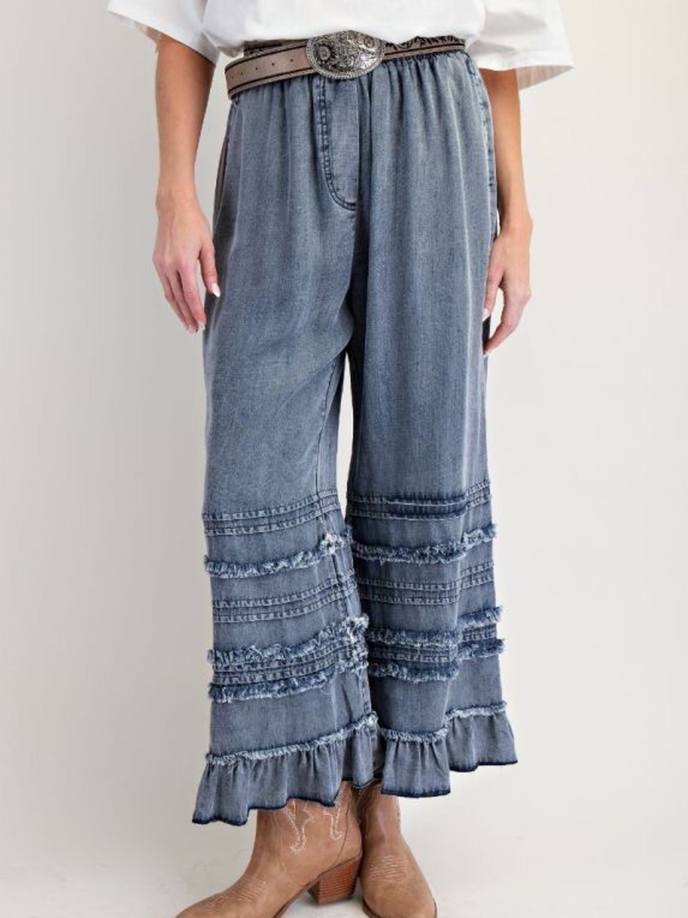 EASEL NWT Pants Denim Tencel Elastic Waist Size Small - Large